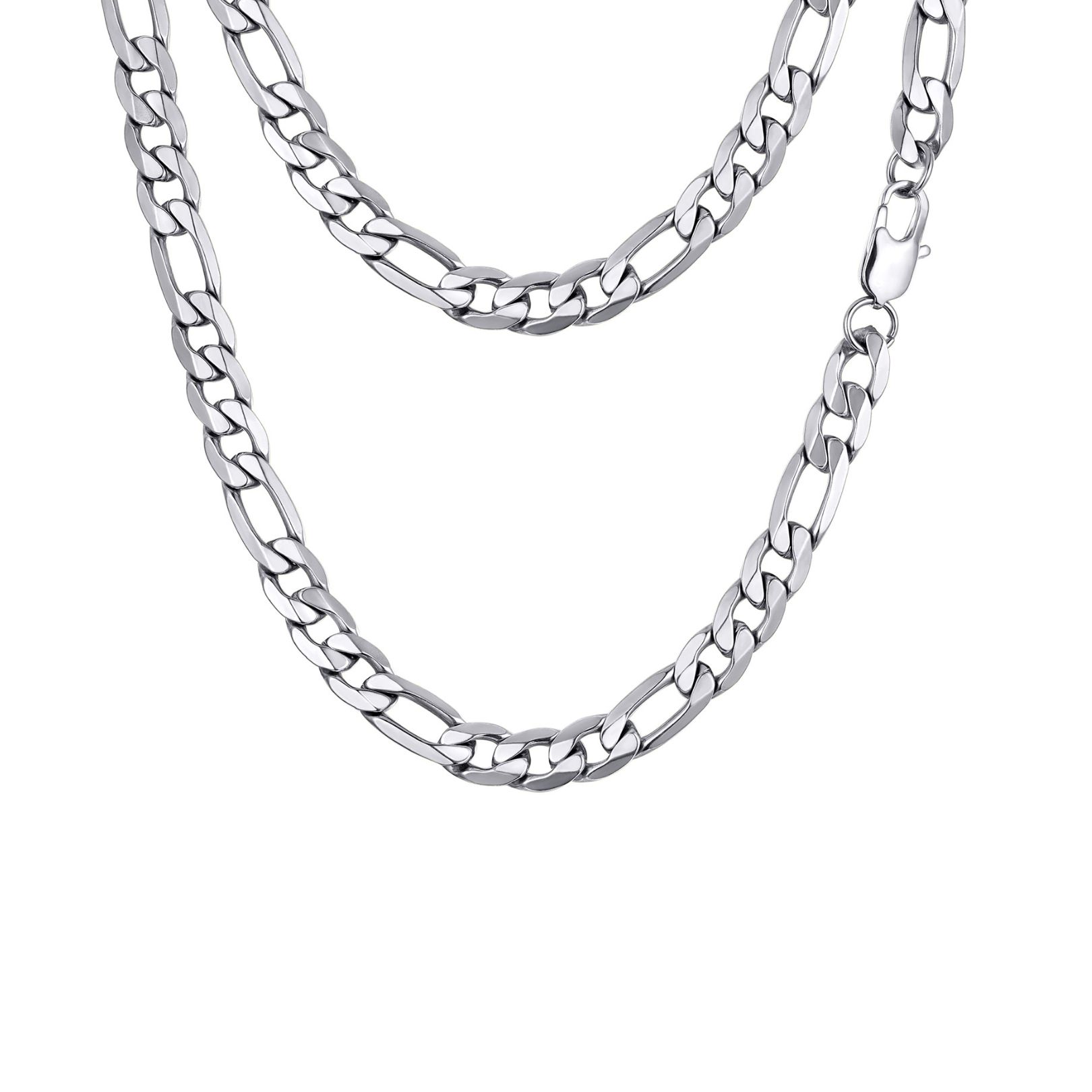 Mens Stainless Steel Figaro Necklace