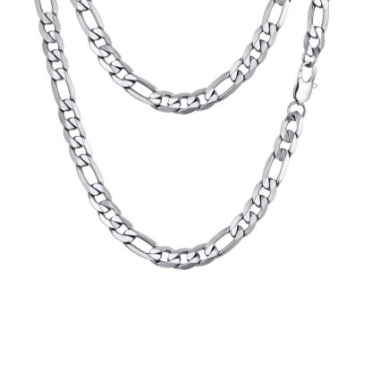 Mens Stainless Steel Figaro Necklace