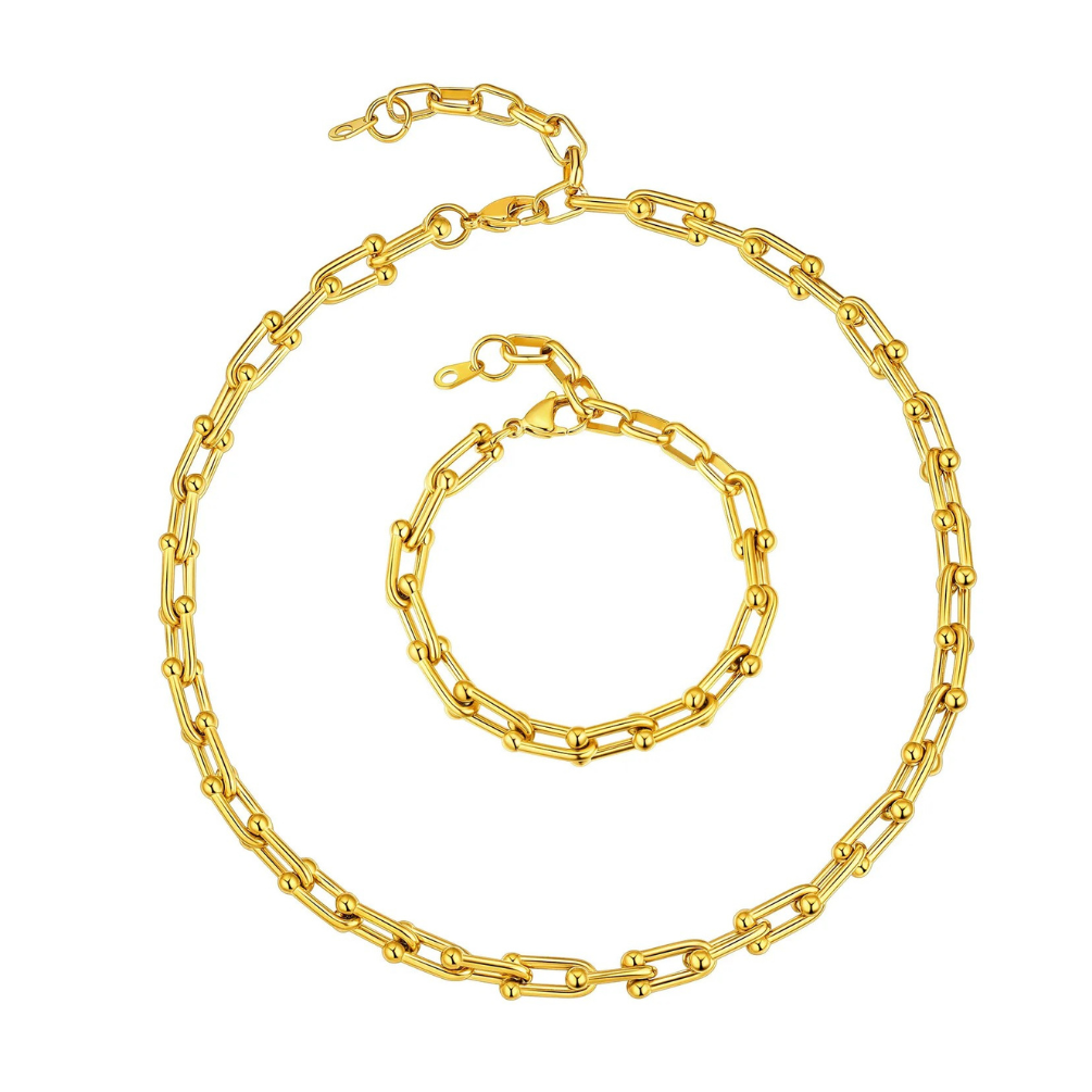 6mm Paperclip Chain Necklace & Bracelet Set