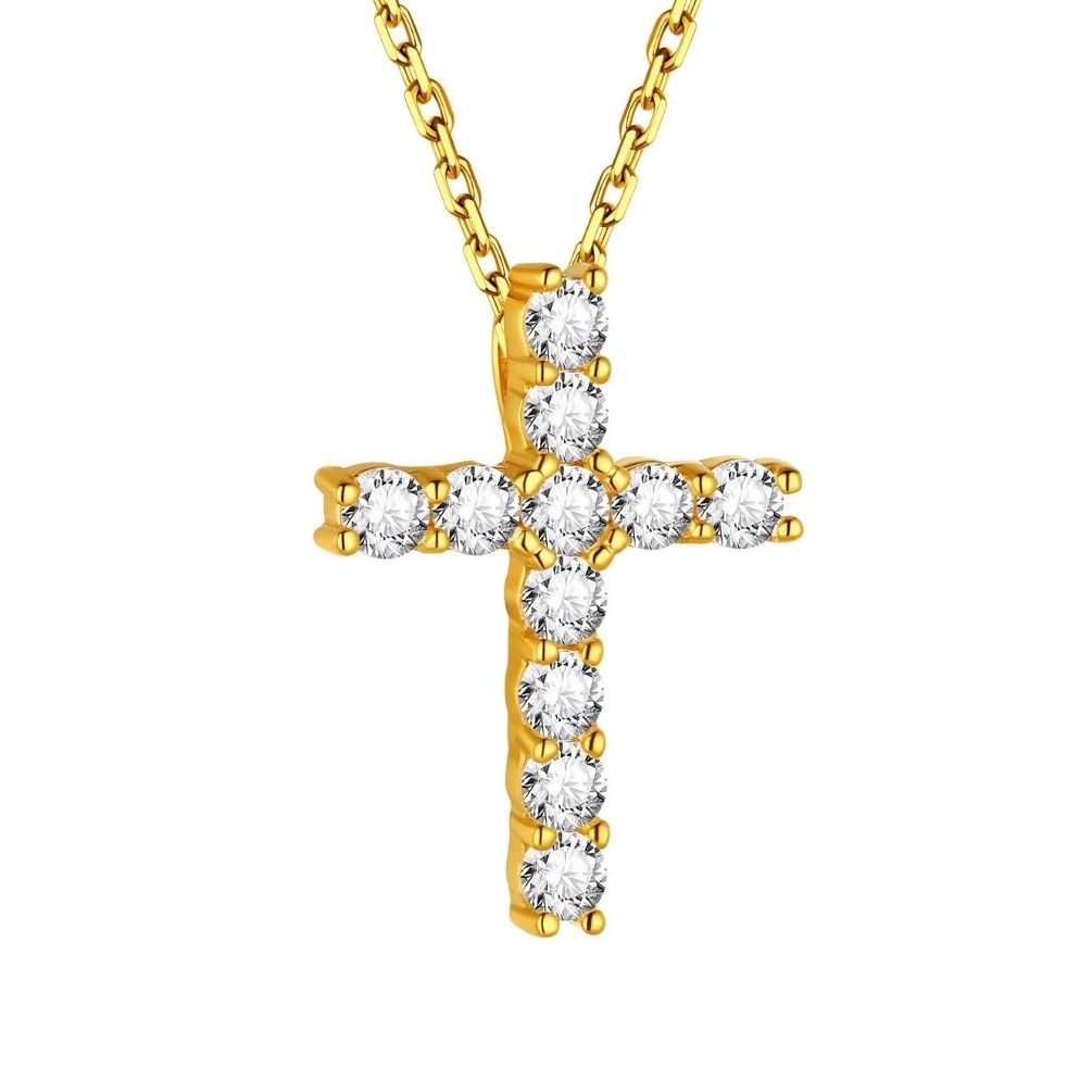 Silver Cubic Zirconia Cross Necklace