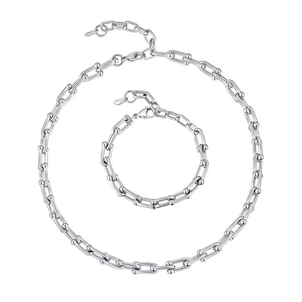 6mm Paperclip Chain Necklace & Bracelet Set