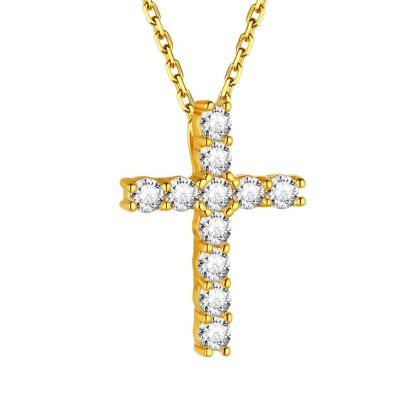 Silver Cubic Zirconia Cross Necklace
