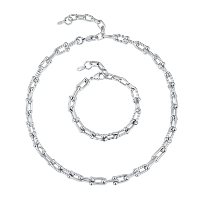 6mm Paperclip Chain Necklace & Bracelet Set