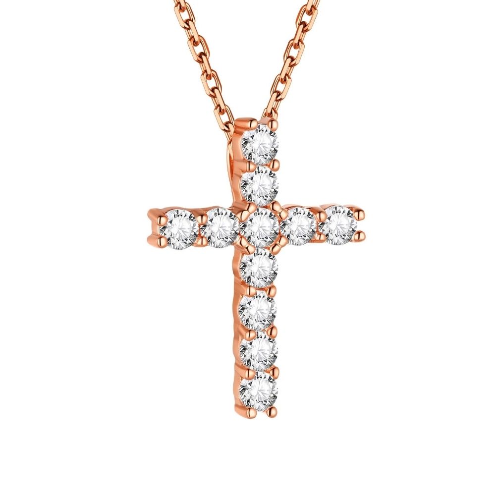 Silver Cubic Zirconia Cross Necklace