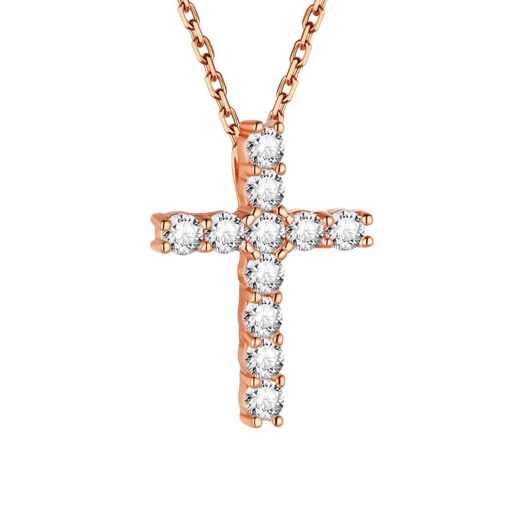 Silver Cubic Zirconia Cross Necklace