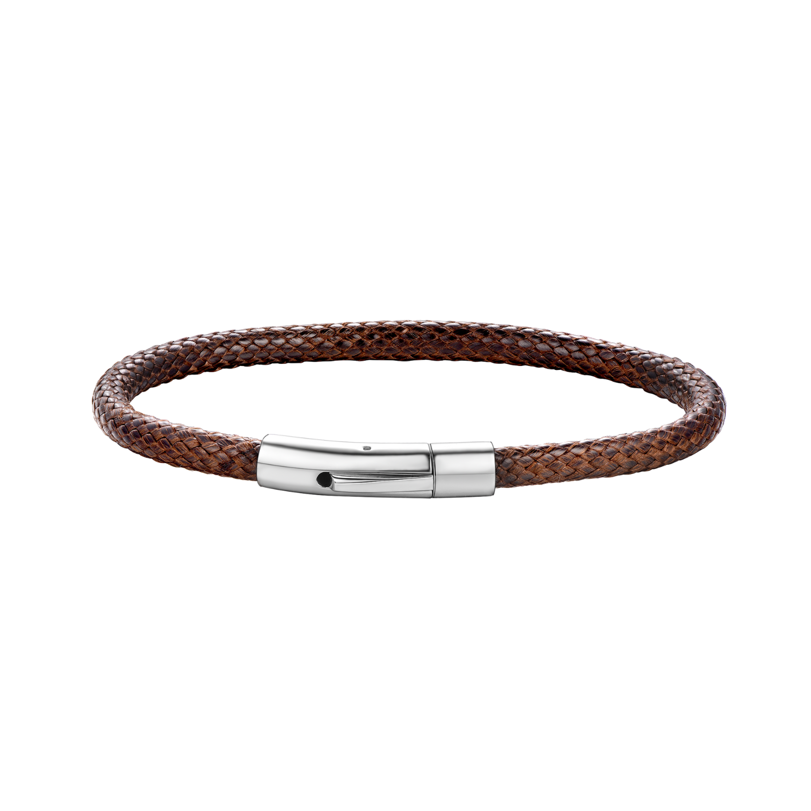 Braided Leather Bracelet with Stainless Steel Clasp