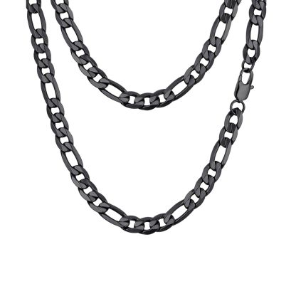 Mens Stainless Steel Figaro Necklace