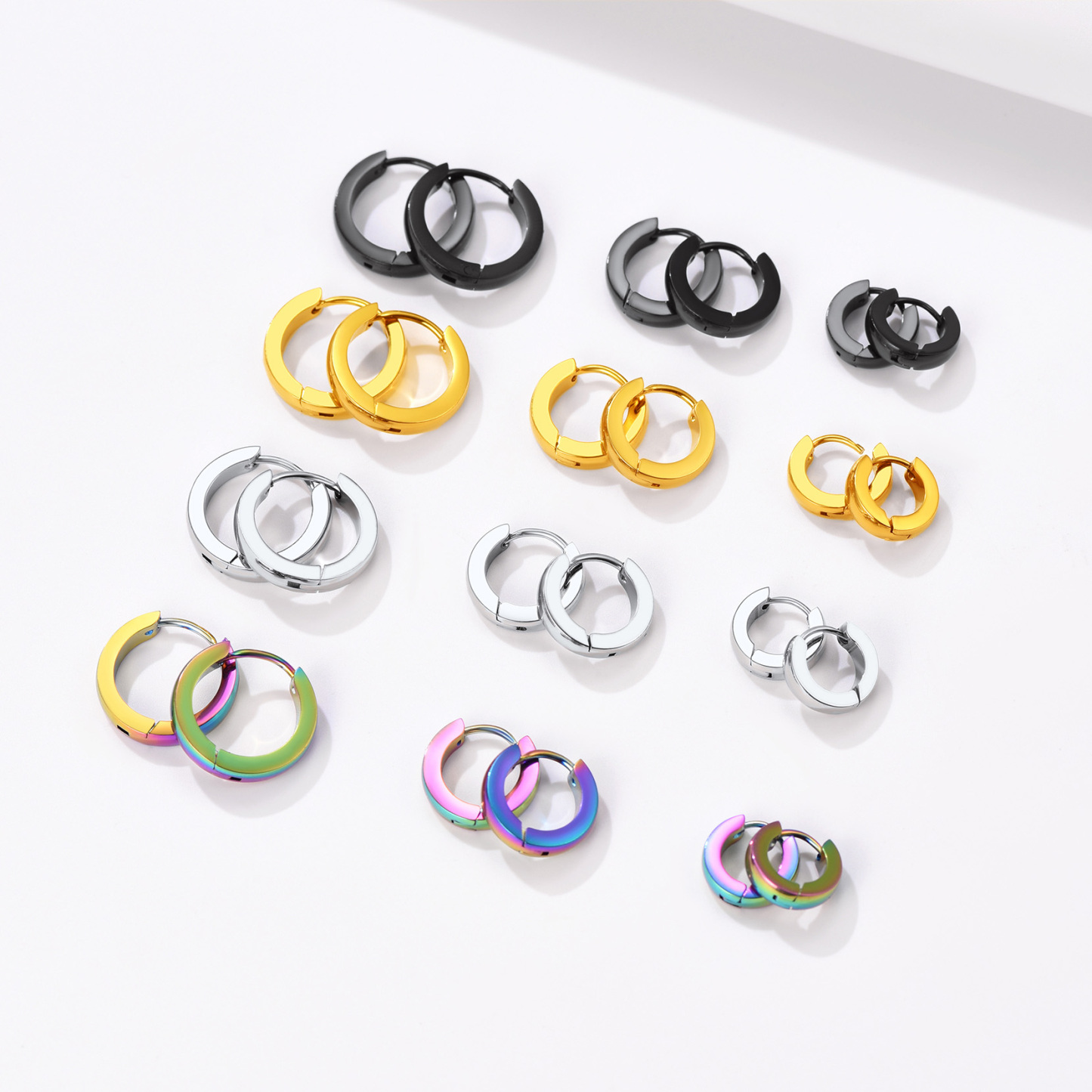 3Pcs Classic Huggie Hoop Earrings Set  for Men Women