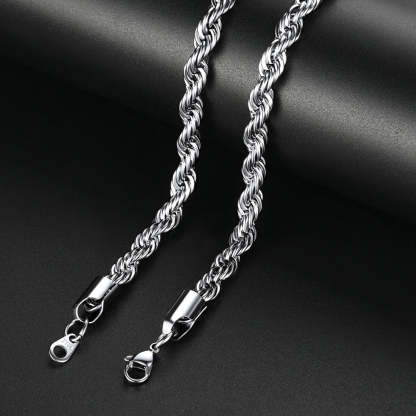 3/6/9MM Twisted Rope Chain Stainless Steel Link Necklace