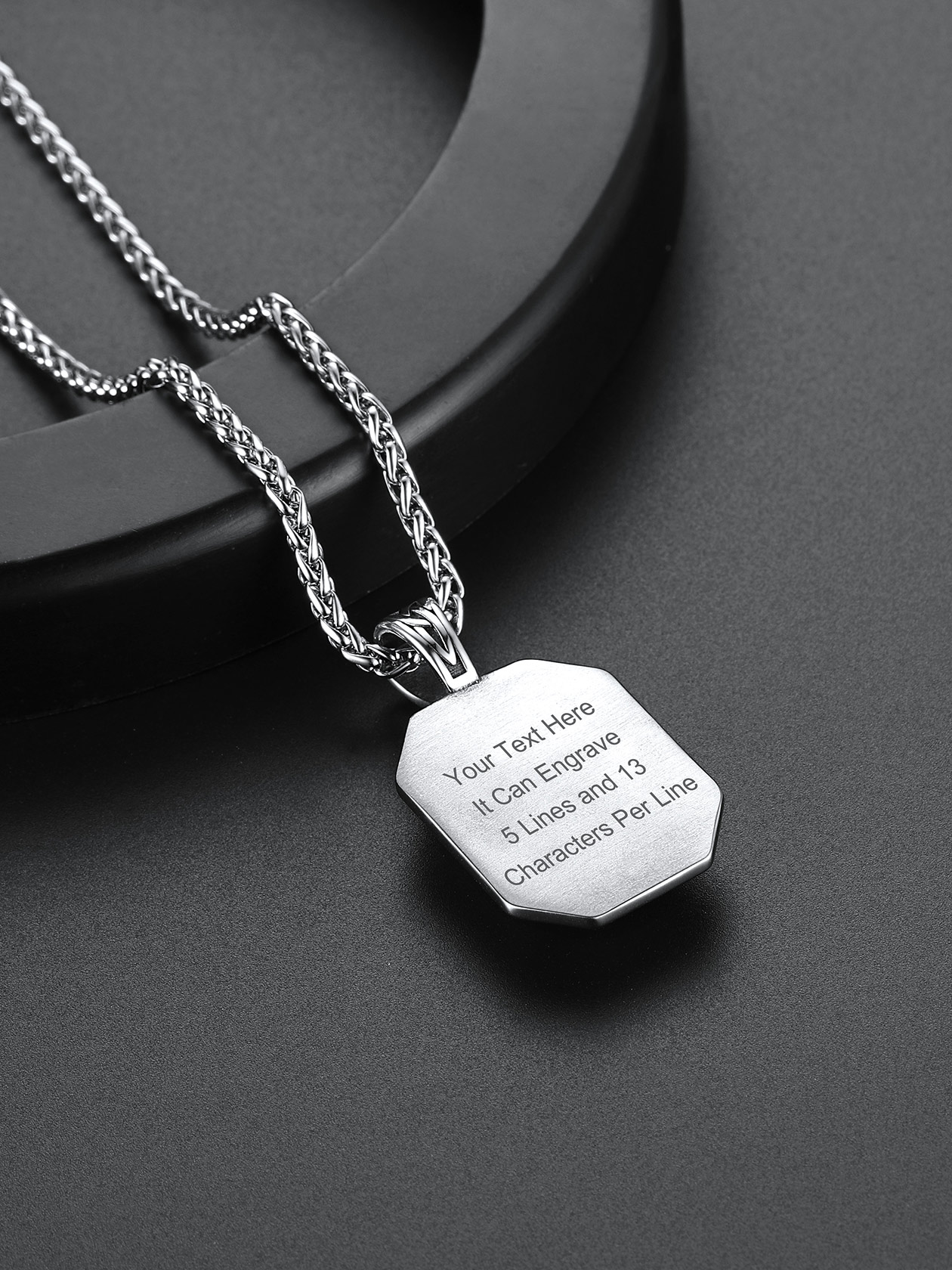 chainshouse Viking Runes Gemstone Dog Tag Necklace For Men chainshouse