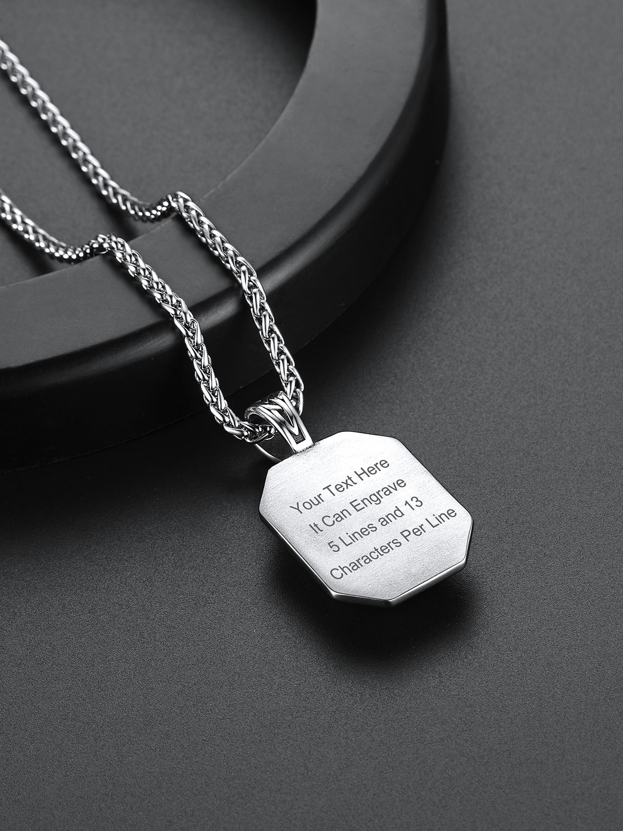 chainshouse Viking Runes Gemstone Dog Tag Necklace For Men chainshouse