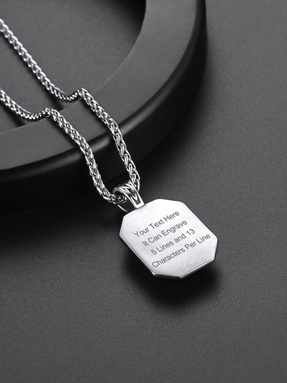 chainshouse Viking Runes Gemstone Dog Tag Necklace For Men chainshouse