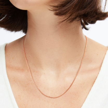 1.4mm Dainty Stainless Steel Rolo Chain Necklace for Women in Rose Gold Plated - Women Holiday's Gift