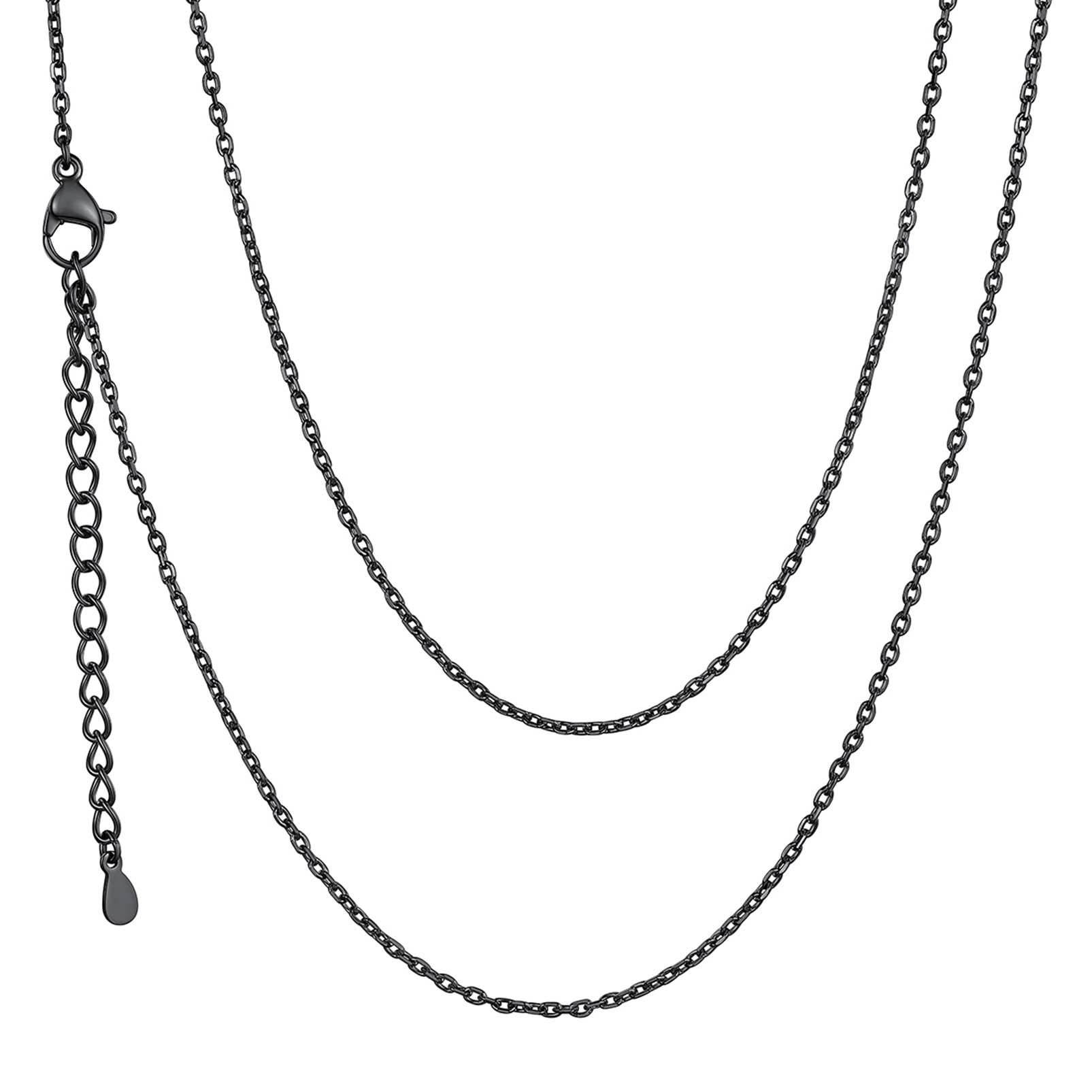 1.4mm Dainty Stainless Steel Rolo Chain Necklace in Black Plated
