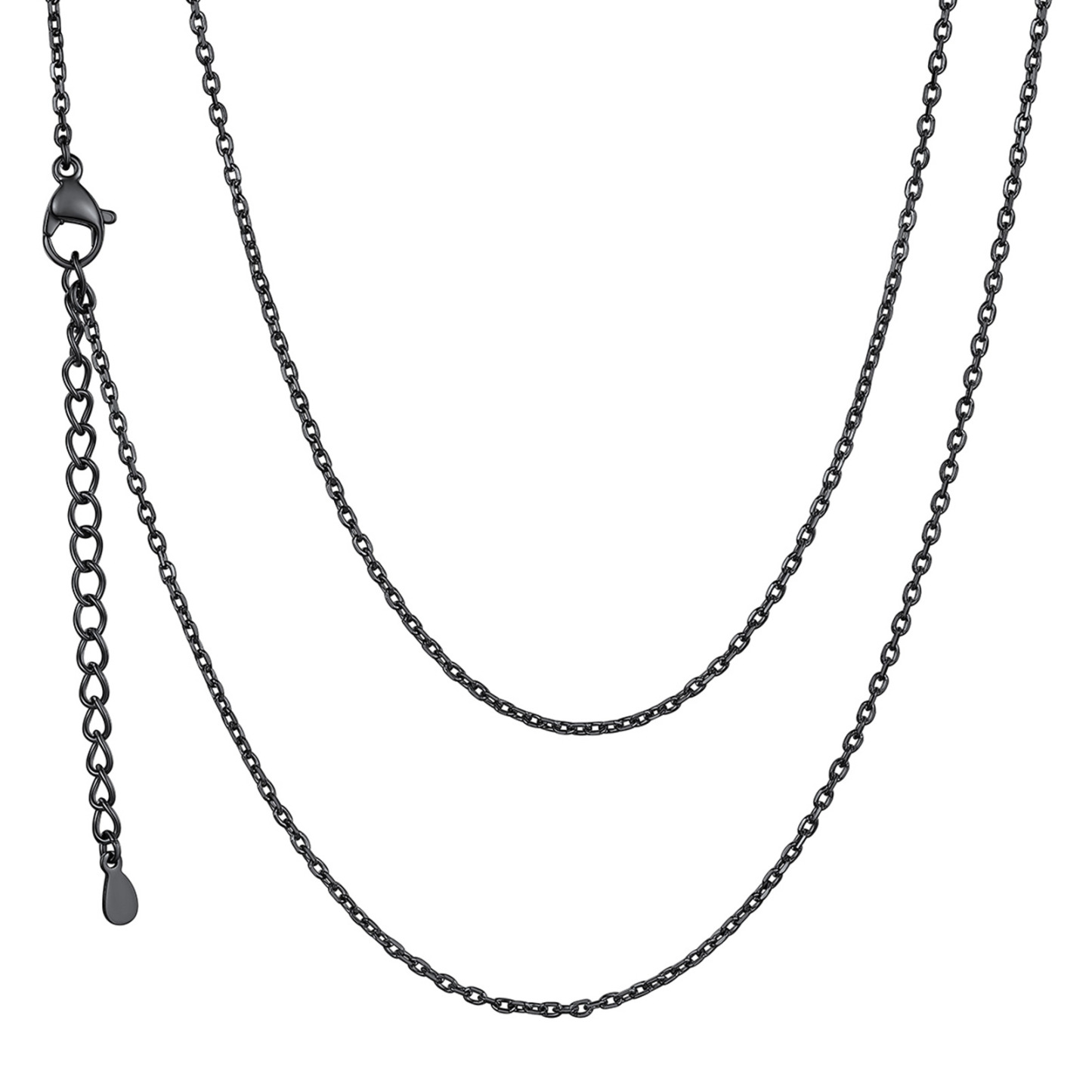 1.4mm Dainty Stainless Steel Rolo Chain Necklace in Black Plated