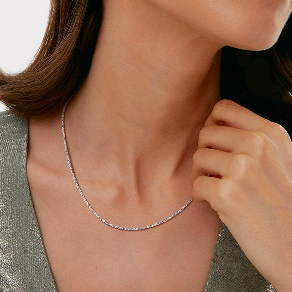 1.6mm 925 Sterling Silver Twisted Rope Chain Necklace for Women - Women Valentine's Gift