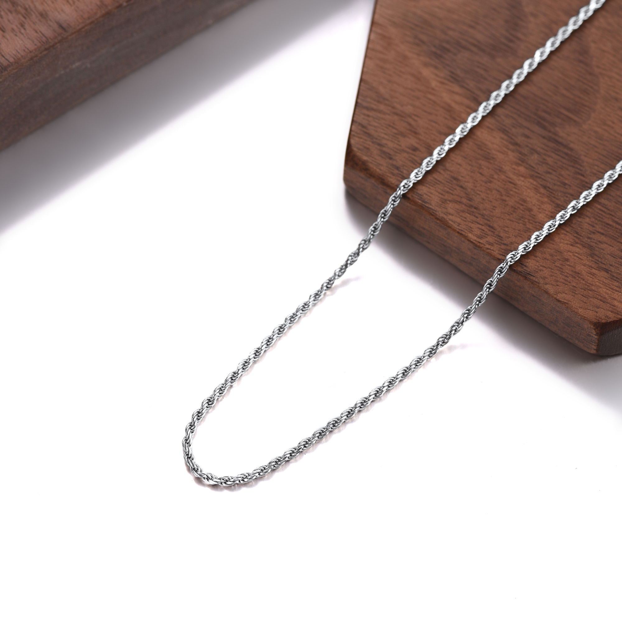 1.6mm Dainty 925 Sterling Silver Twisted Rope Chain Necklace, Silver-01