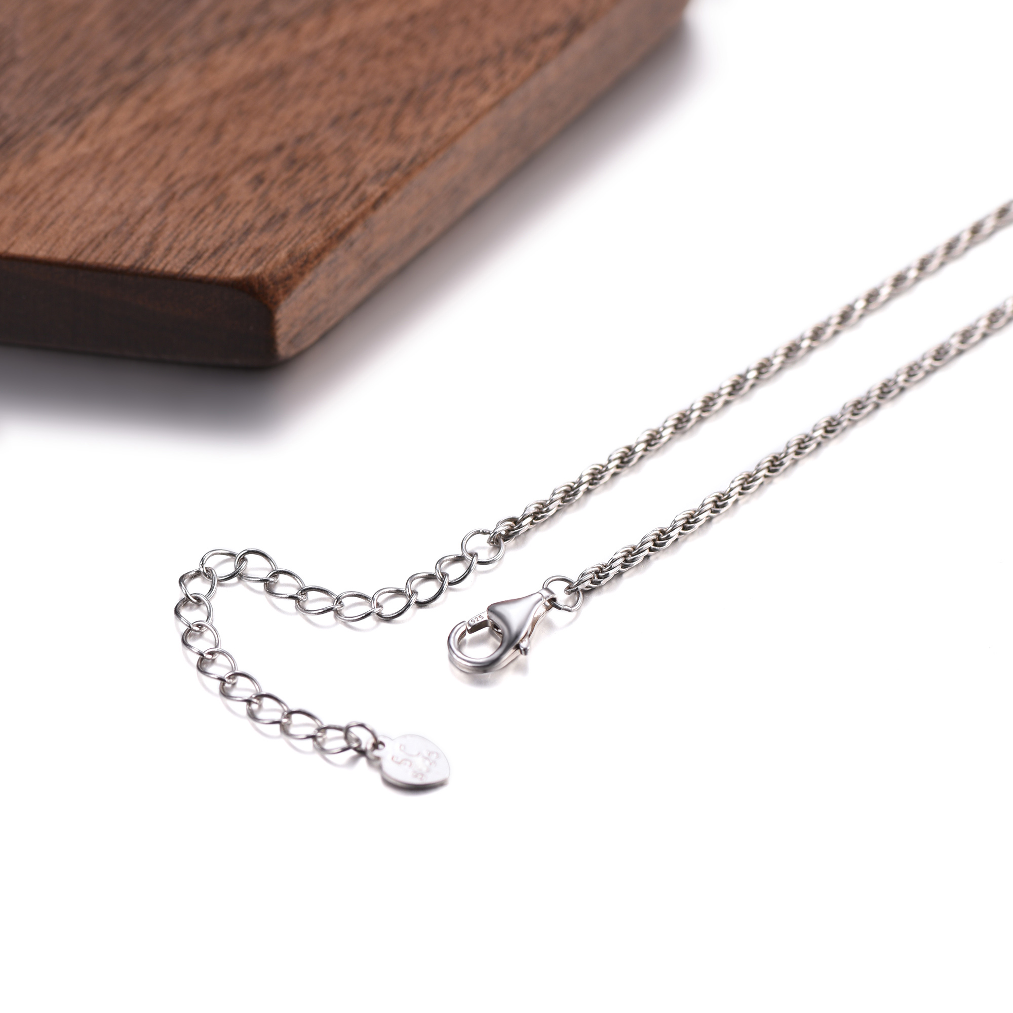 1.6mm Dainty 925 Sterling Silver Twisted Rope Chain Necklace, Silver-02