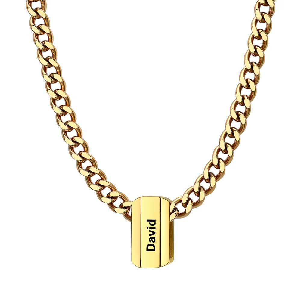 Multi Name Chain Necklace Supports Custom Engraved Gold - 1 name