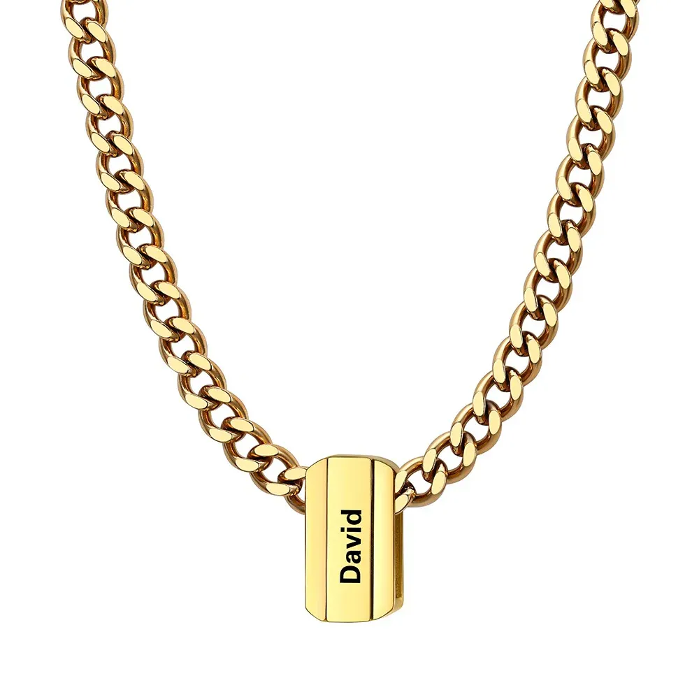 Multi Name Chain Necklace Supports Custom Engraved Gold - 1 name