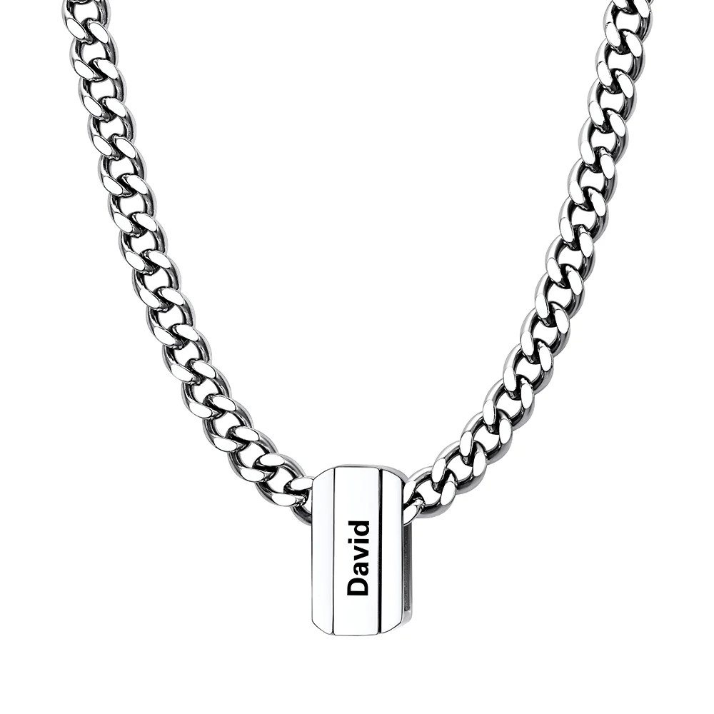Multi Name Chain Necklace Supports Custom Engraved Silver - 1 Name