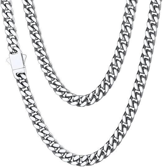Stainless Steel Mens Cuban Link Chain Necklace