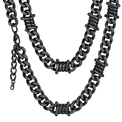 9mm Barbed Wire Cuban Link Chain for Men