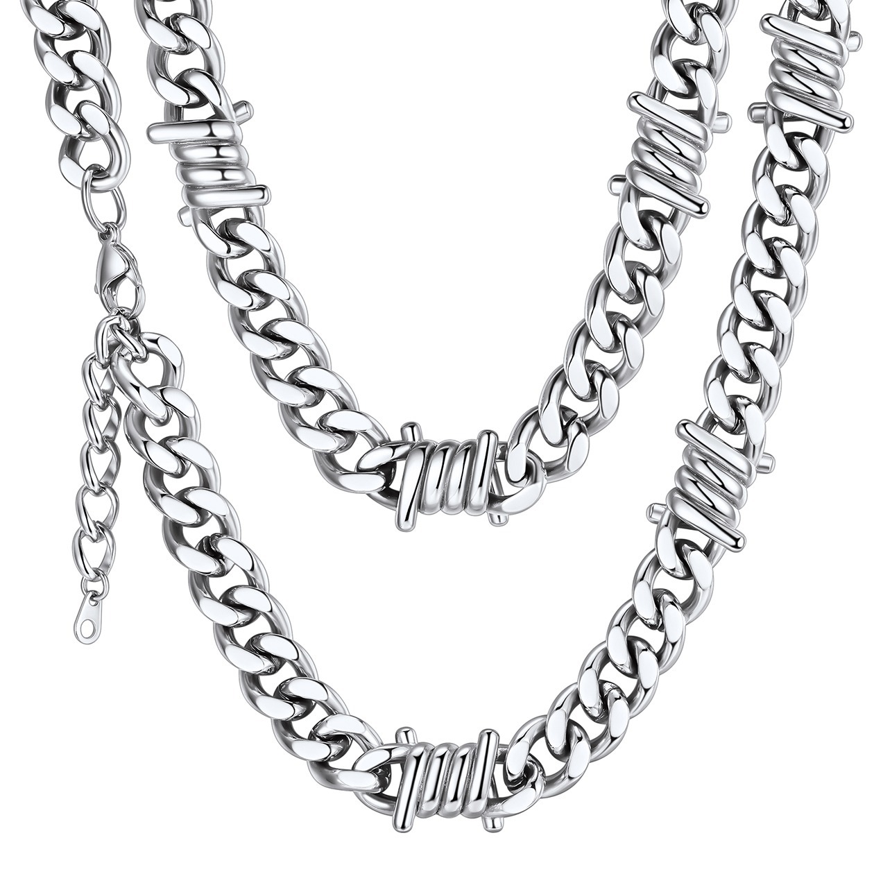 9mm Barbed Wire Cuban Link Chain for Men