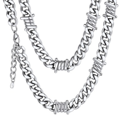 9mm Barbed Wire Cuban Link Chain for Men