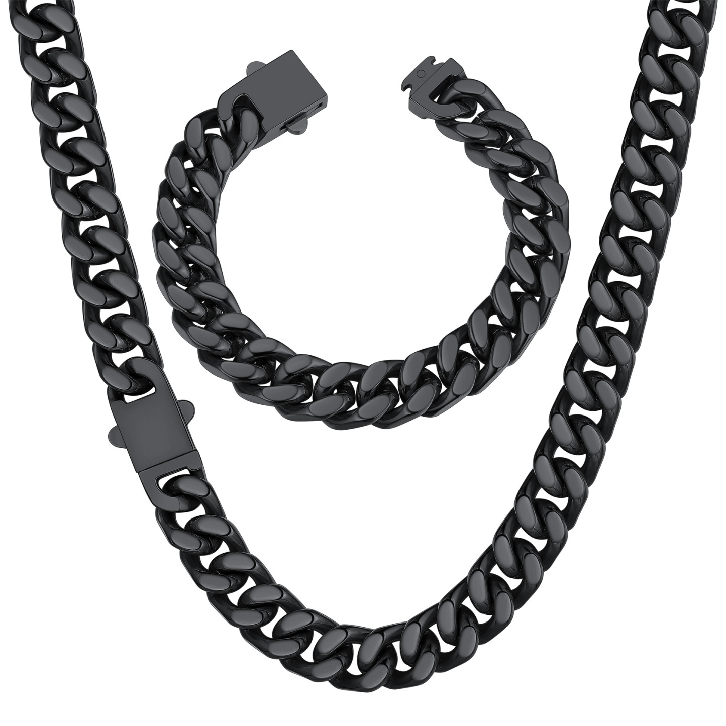 5/7/9/12mm Miami Cuban Link Chain & Bracelet Set for Him