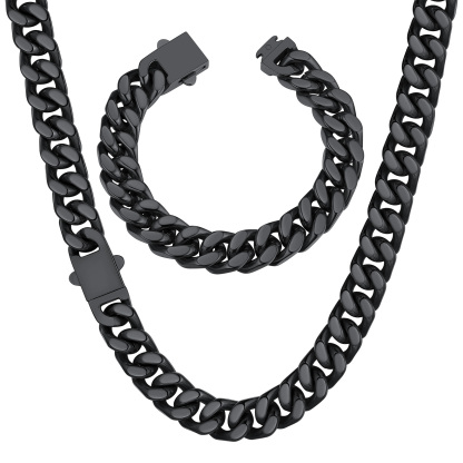 5/7/9/12mm Miami Cuban Link Chain & Bracelet Set for Him