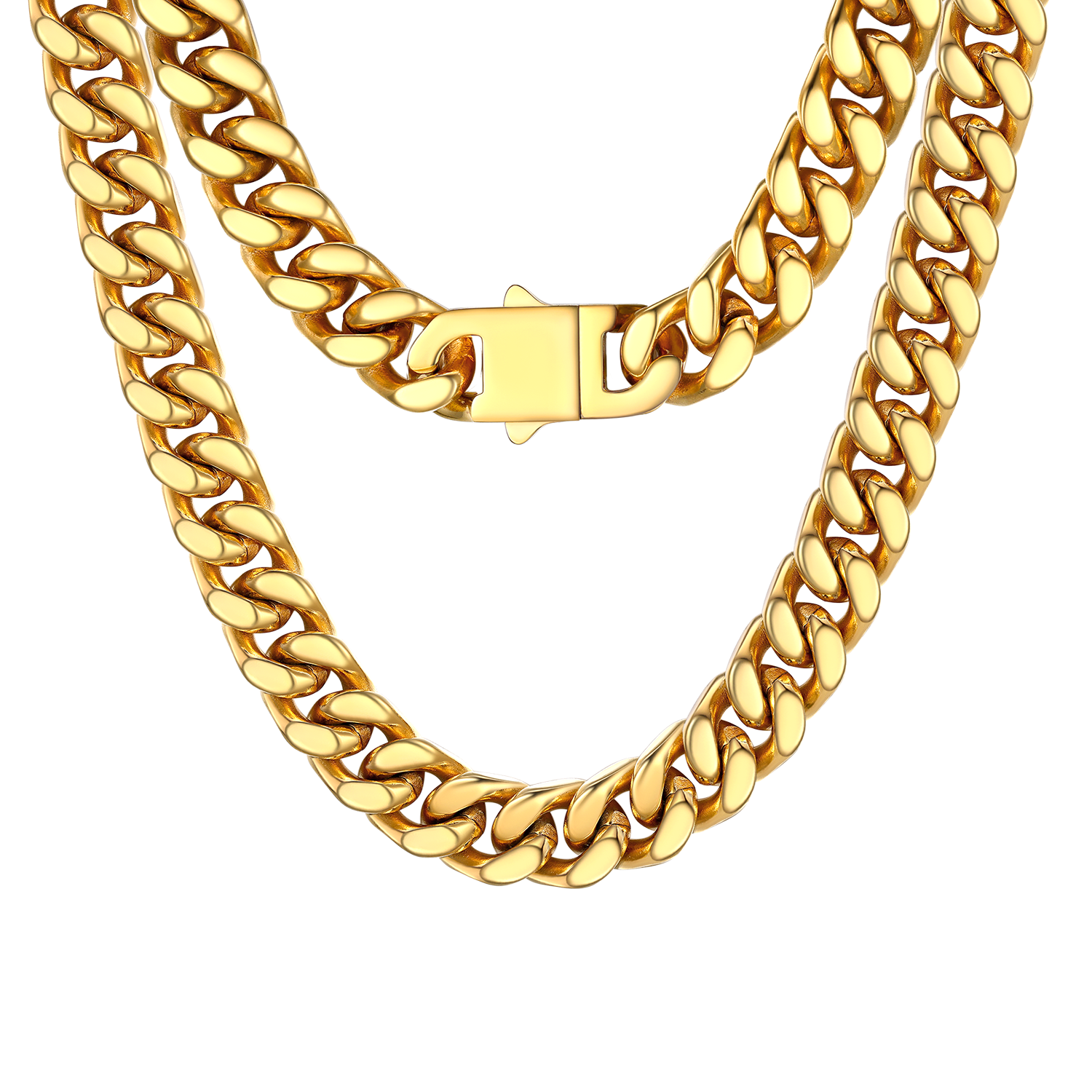 12mm Cuban Chain Necklace in Gold Plated