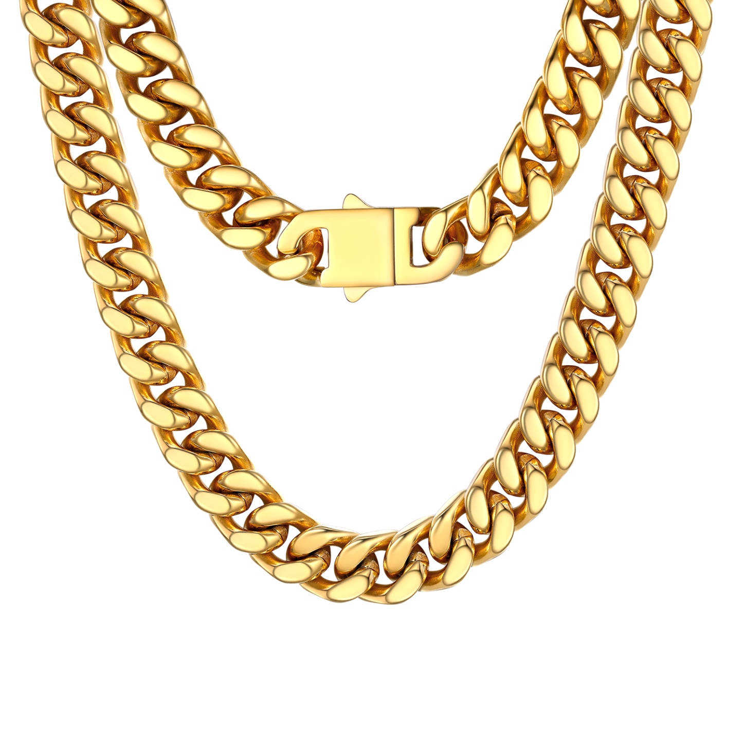 12mm Cuban Chain Necklace in Gold Plated