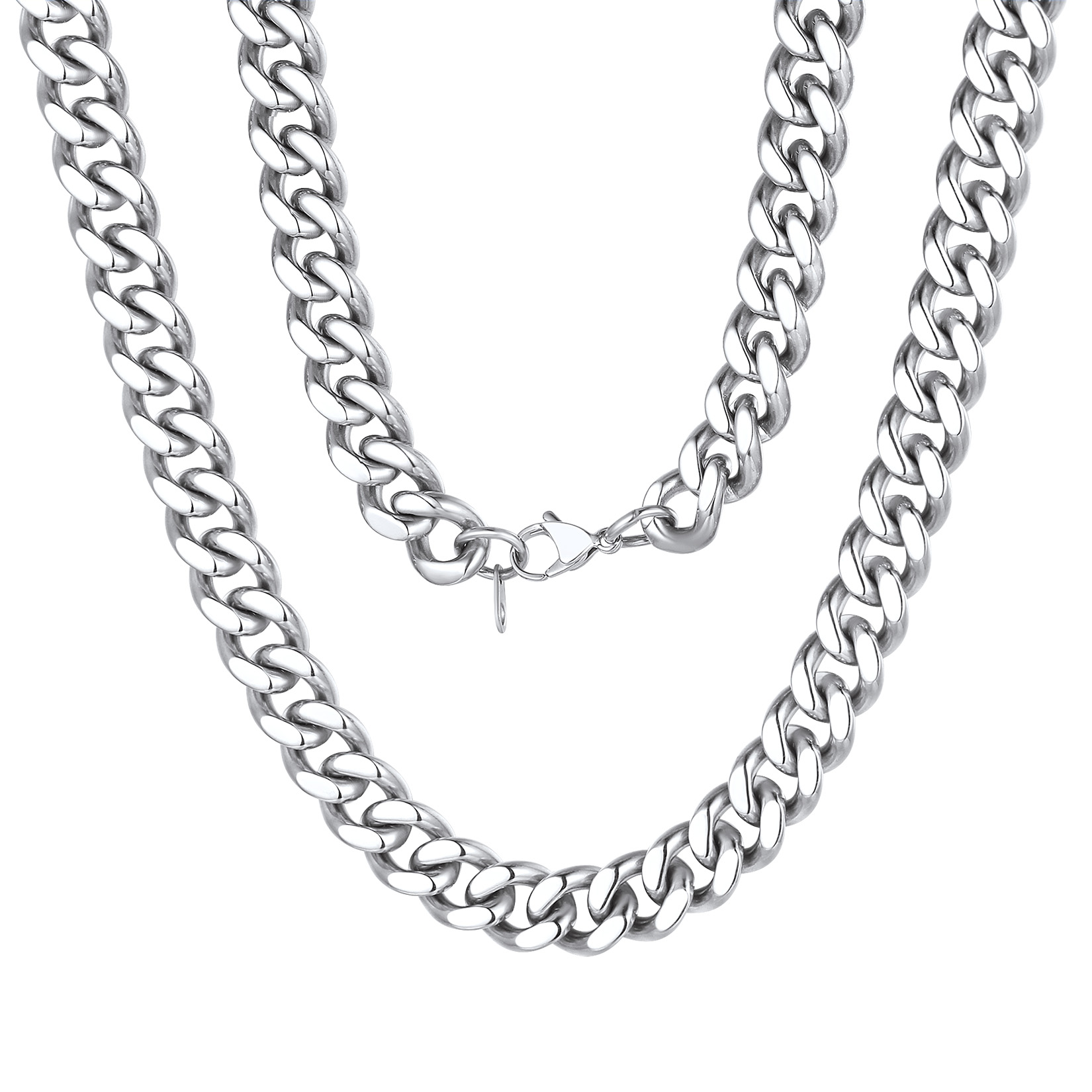 12mm Cuban Chain Necklace in Stainless Steel