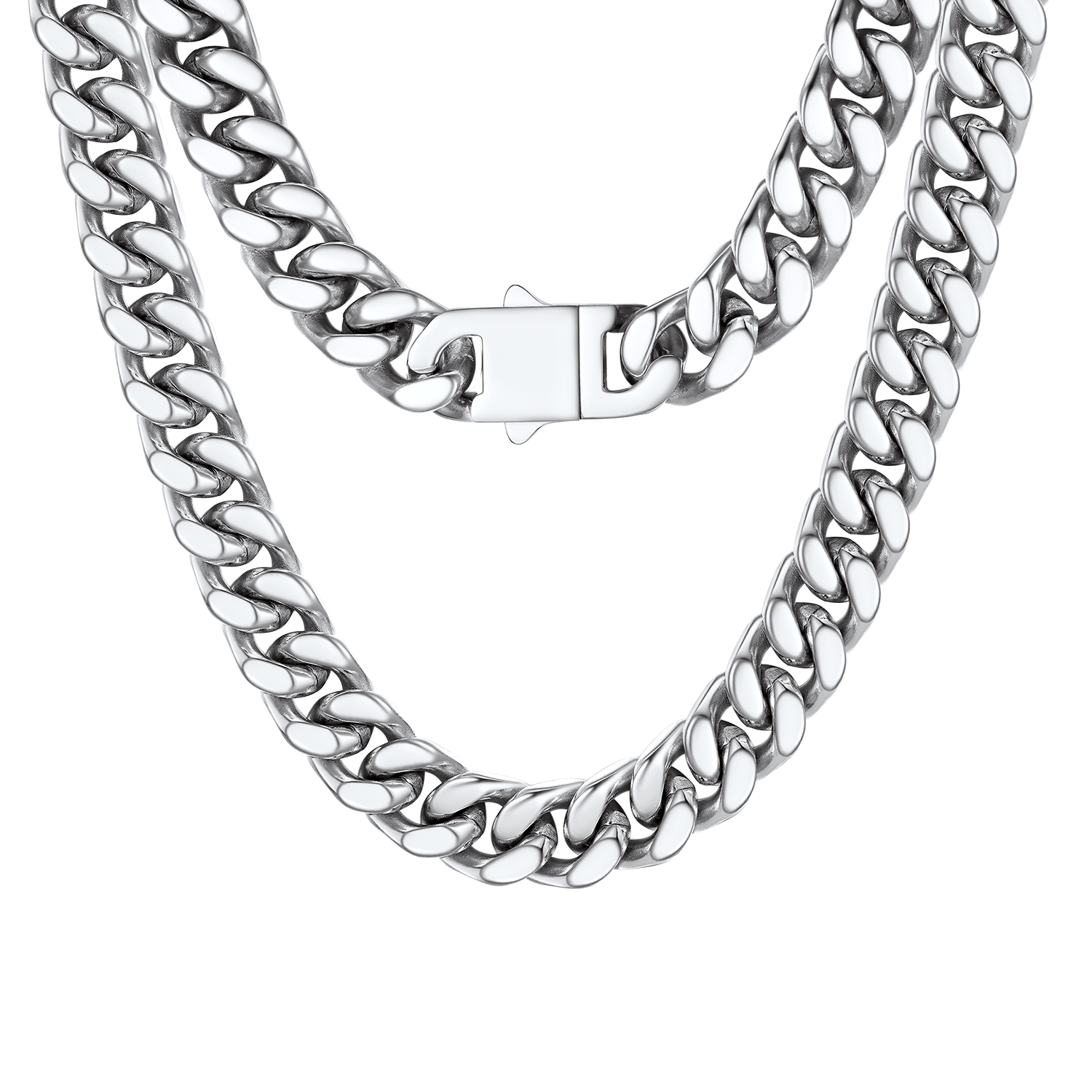 12mm Cuban Chain Necklace in Stainless Steel