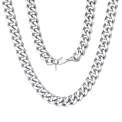 12mm Cuban Chain Necklace in Stainless Steel