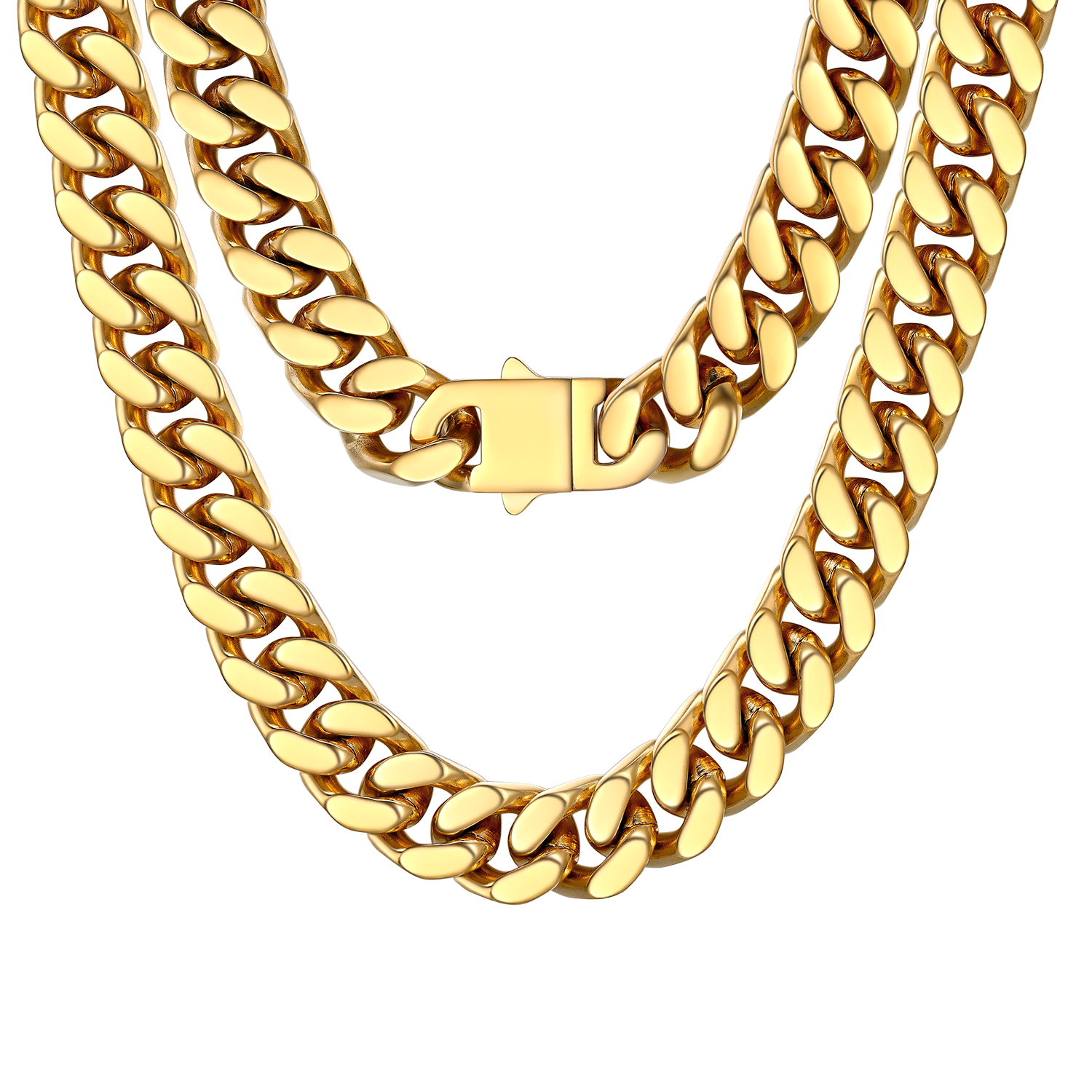 14mm Cuban Chain Necklace in Gold Plated