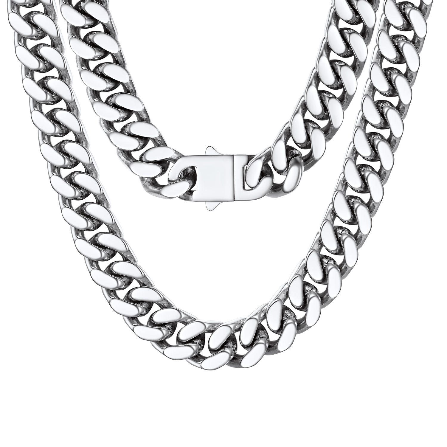 14mm Cuban Chain Necklace in Stainless Steel