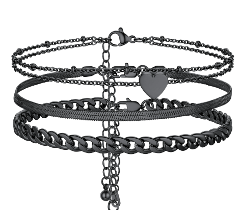 3PC Layered Snake Anklet Set