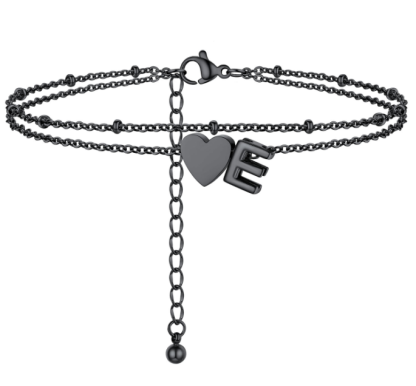 Polished Heart Letter Double Layer Anklet