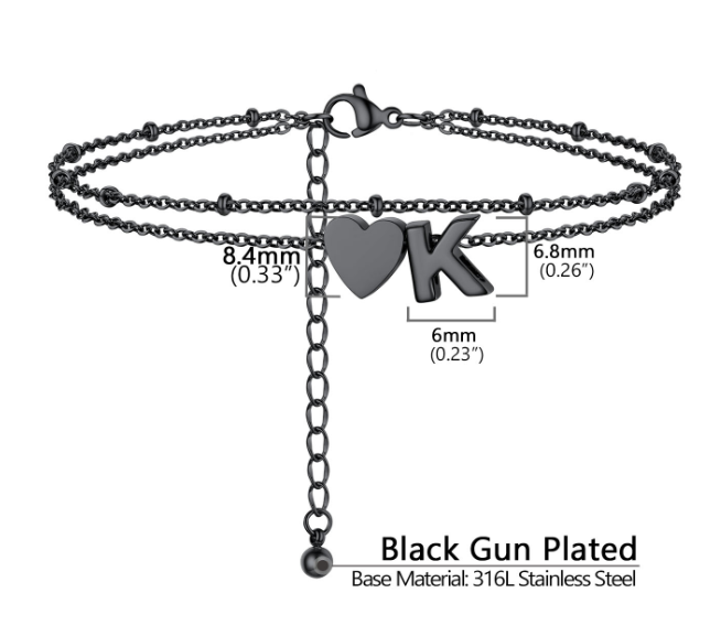 Polished Heart Letter Double Layer Anklet