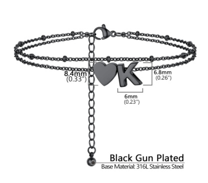 Polished Heart Letter Double Layer Anklet