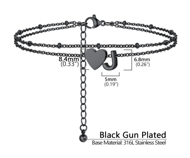 Polished Heart Letter Double Layer Anklet