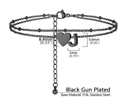 Polished Heart Letter Double Layer Anklet