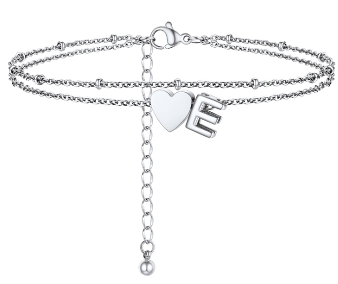 Polished Heart Letter Double Layer Anklet