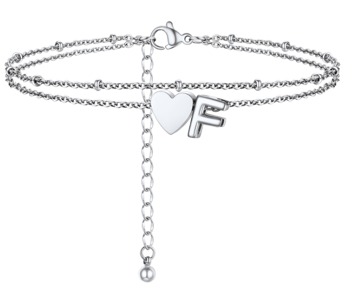 Polished Heart Letter Double Layer Anklet