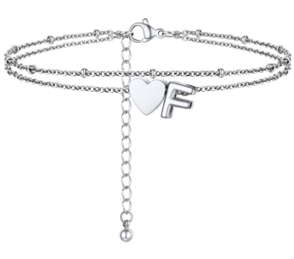 Polished Heart Letter Double Layer Anklet