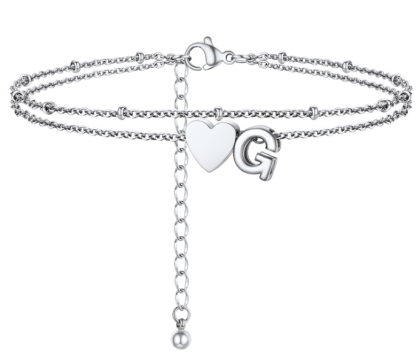 Polished Heart Letter Double Layer Anklet