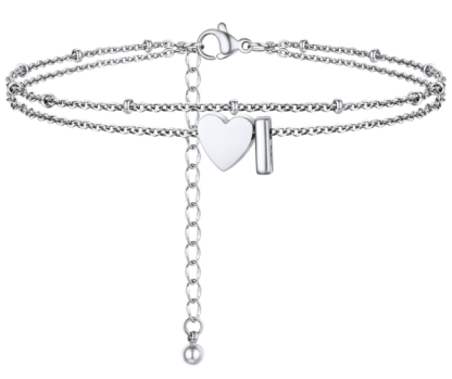 Polished Heart Letter Double Layer Anklet