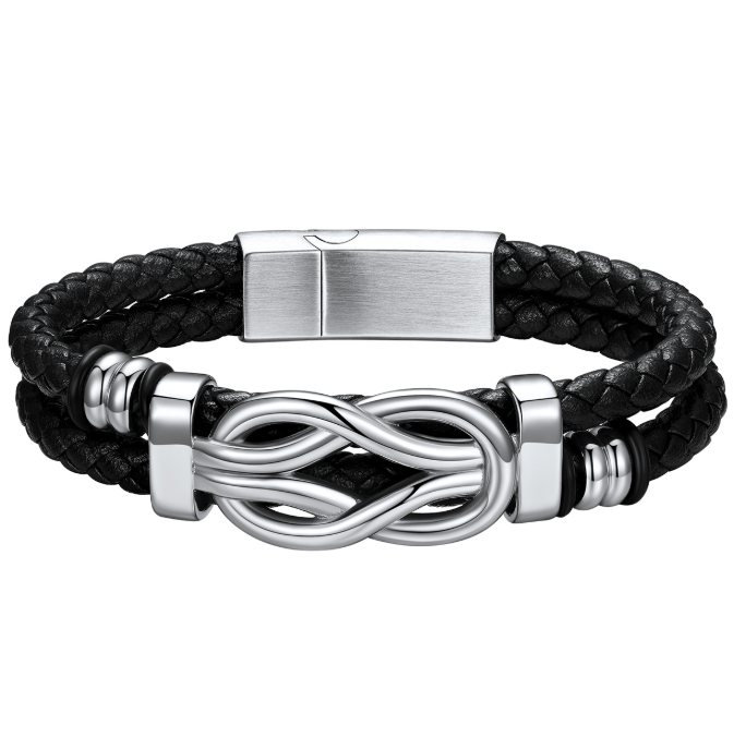 Concentric Knot Woven Leather Bracelets With Magnetic Buckle